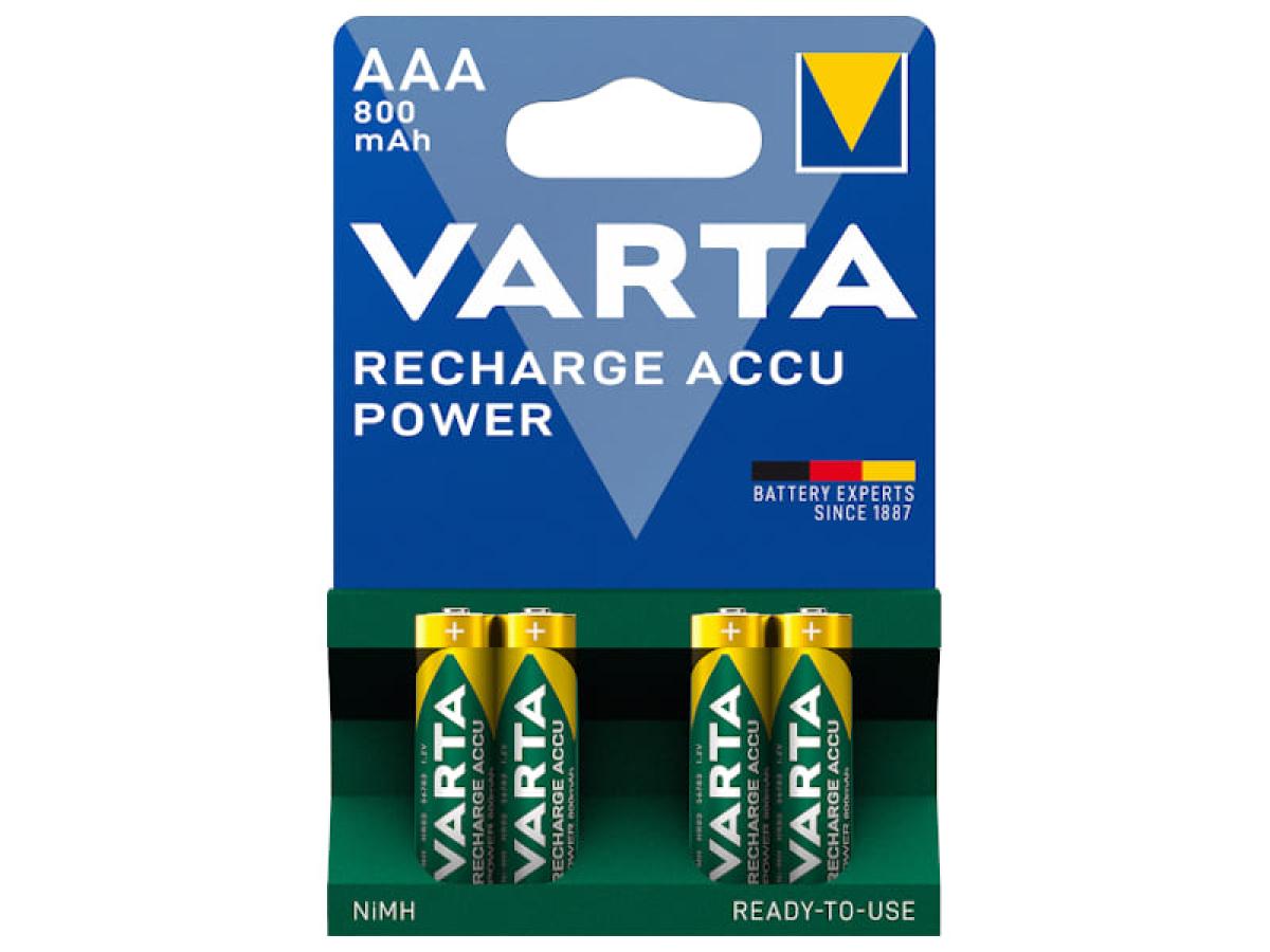 Akku Batterie Varta AAA LR03 Micro 4x 1,2V 800mAh recharge accu power Ni-MH
